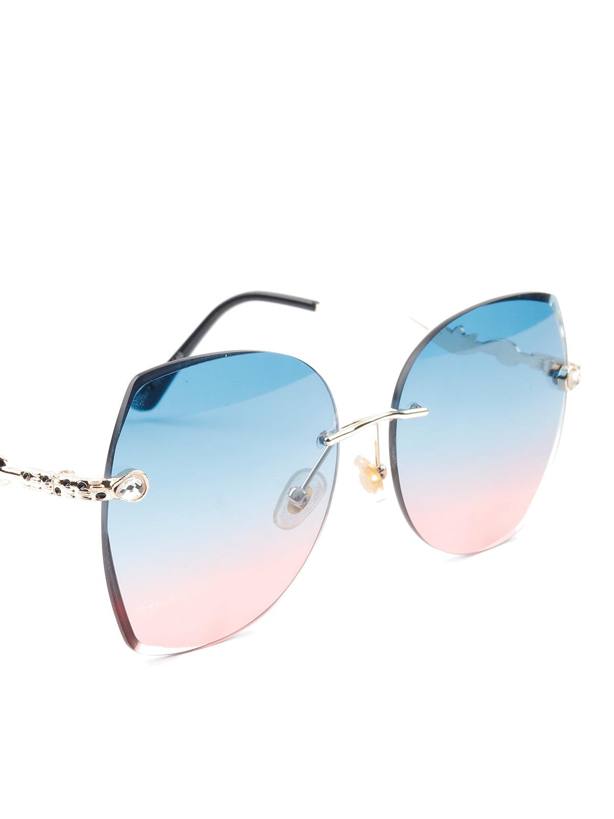 Odette Women Blue Tinted Frameless Sunglasses