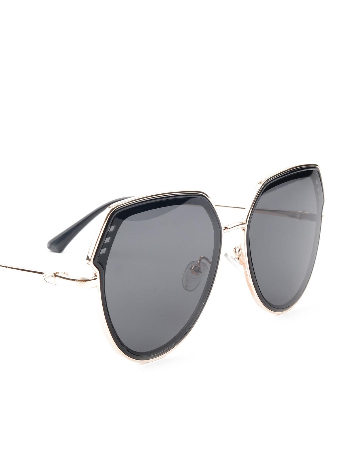 Odette Classic Black Round Tinted Sunglasses For Women