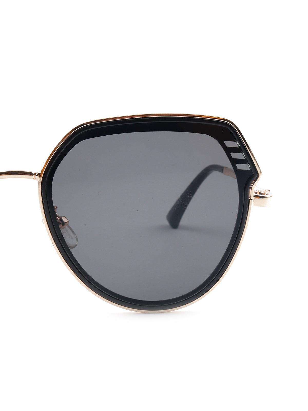 Odette Classic Black Round Tinted Sunglasses For Women