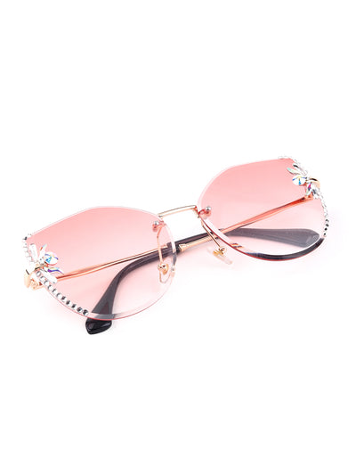 Odette Women Shaded Pink Embellished Sunglasses