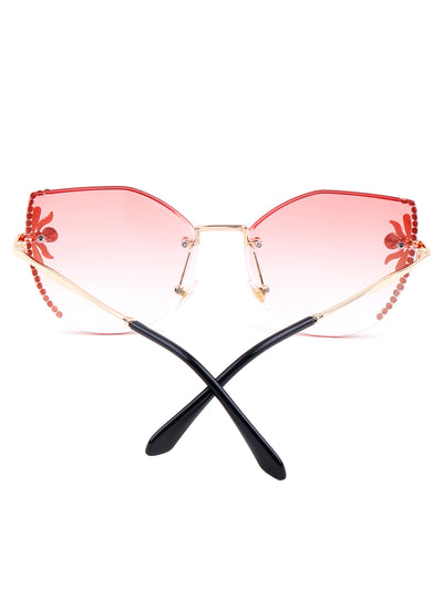 Odette Women Shaded Pink Embellished Sunglasses