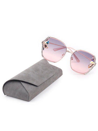 Odette Women Pink And Purple Shaded Embellished Sunglasses