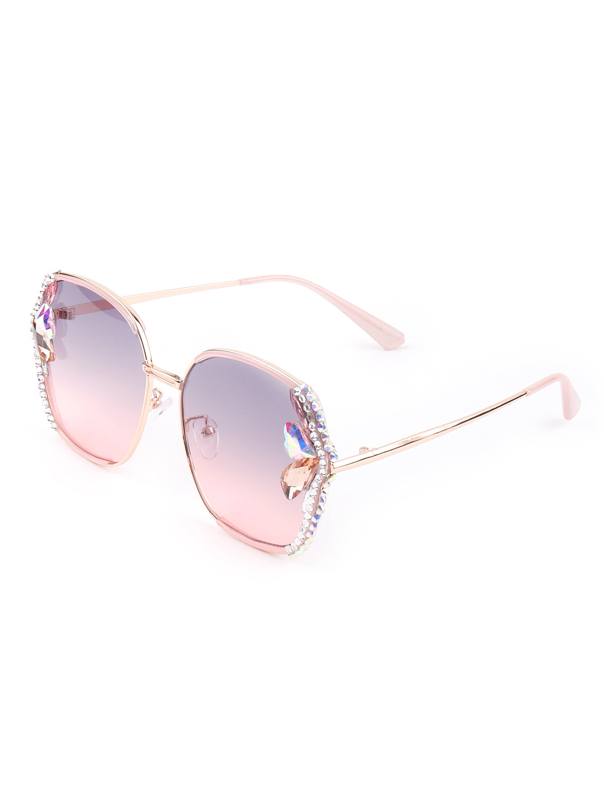 Odette Women Pink And Purple Shaded Embellished Sunglasses