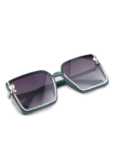 Odette Women Black Tinted Studded Sunglasses