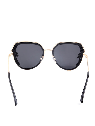 Odette Women Black Rounded Embellished Sunglasses