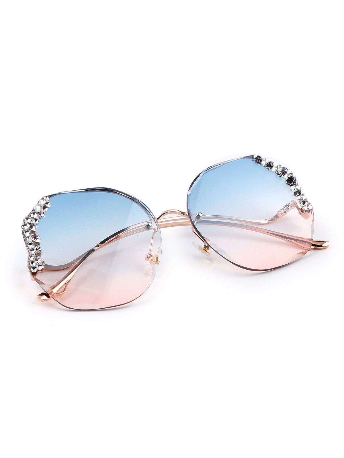 Odette Women Blue Tinted Studded Sunglasses