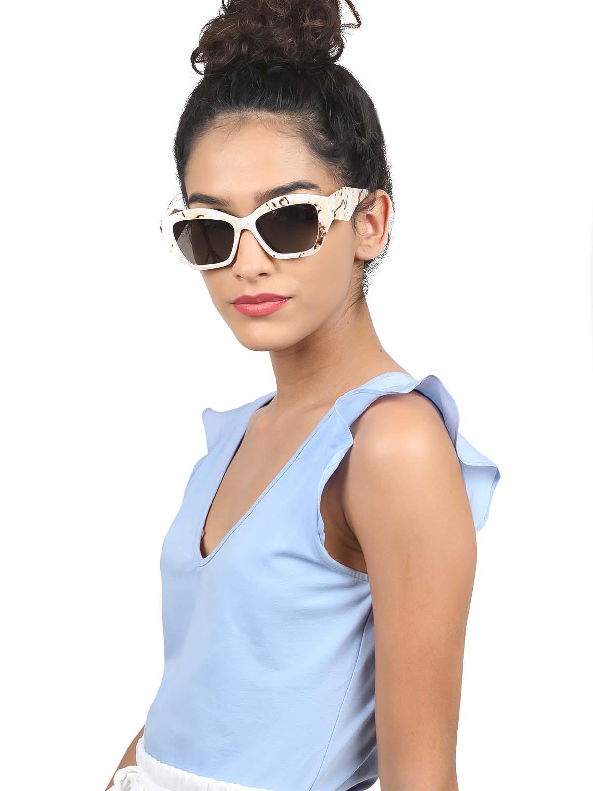 Odette Beige Textured Frame Sunglasses For Women