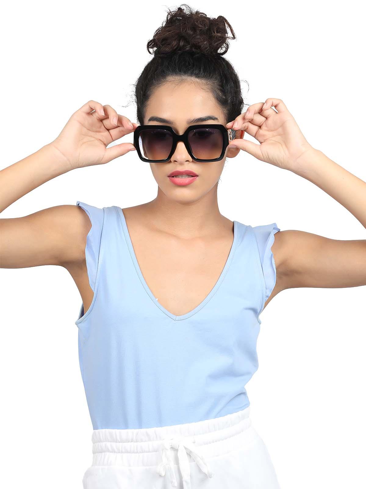 Odette Women Black Oversized Sunglasses