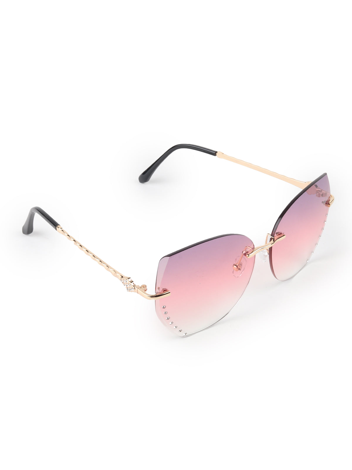 Odette Pink Acrylic and Faux Stone Embellished Sunglasses for Women