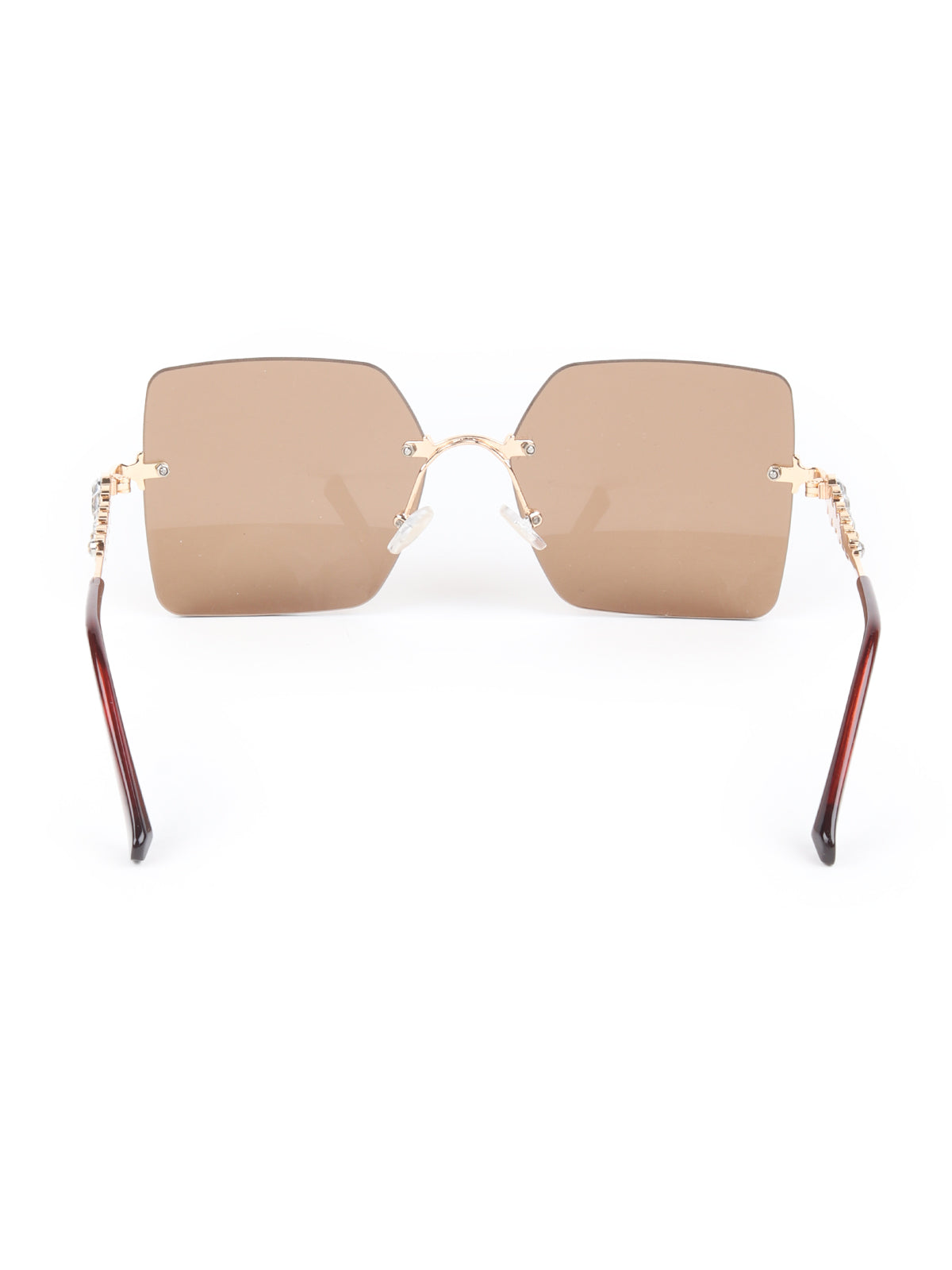 Odette Brown Acrylic Embellished Square Sunglasses for Women