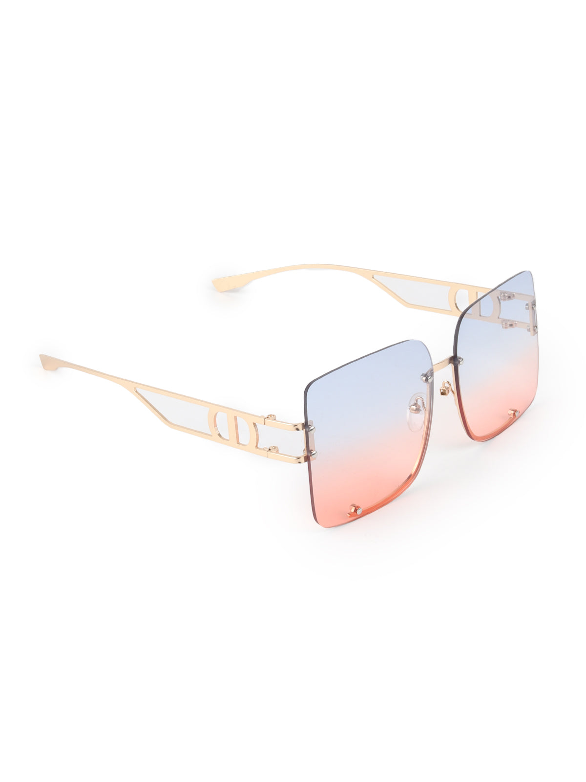 Odette Blue and Peach Oversized Square Sunglasses for Women