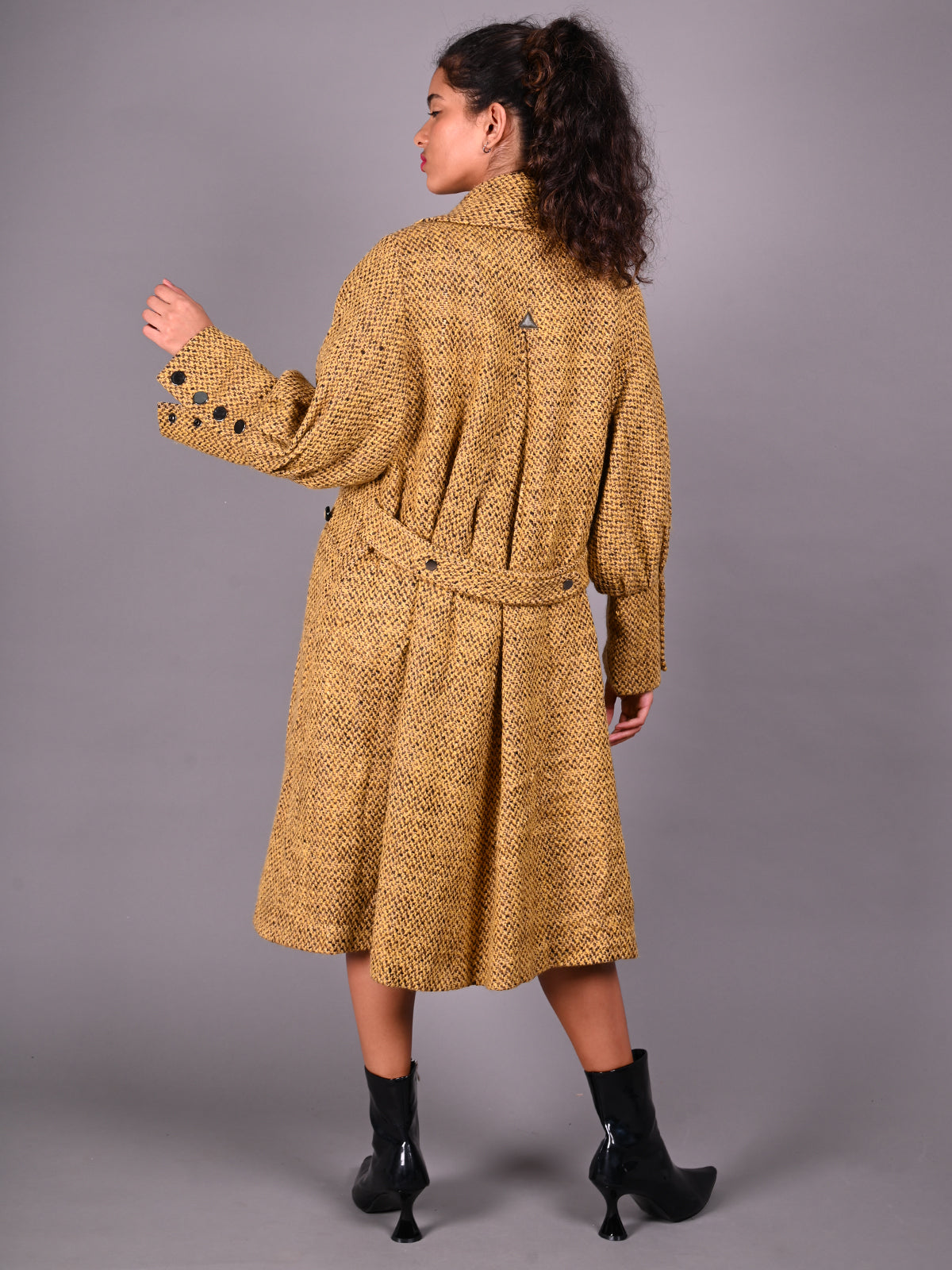 Odette Mustard Woollen Overcoat for Women