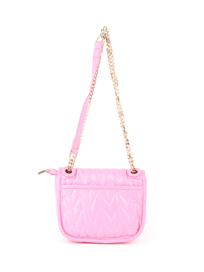Odette Pink PU Solid Sling Bag For Women