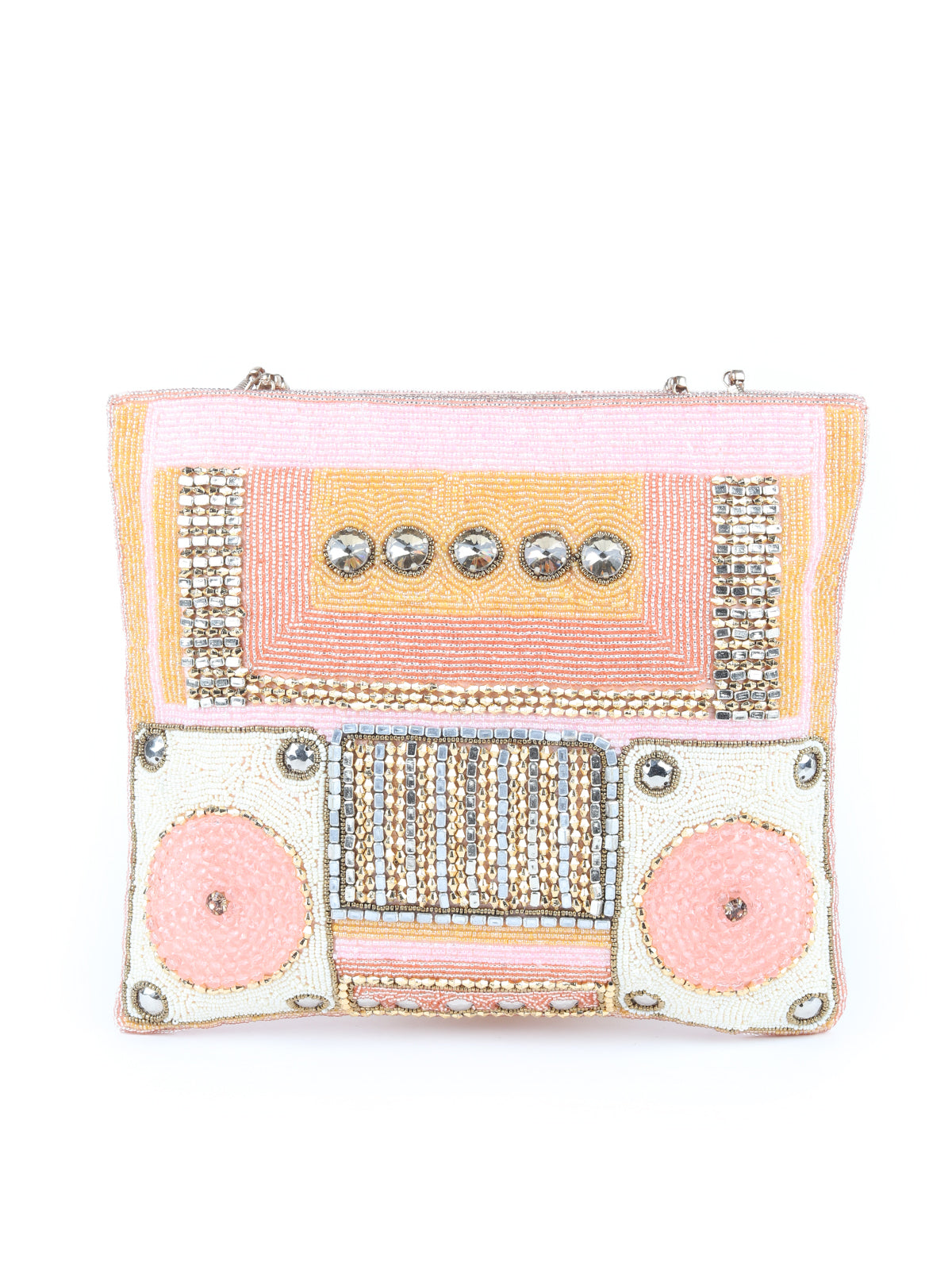 Odette Peach Pink Beads Embroidered Hand Bag for Women
