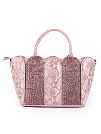 Odette Mauve Textured Hand Bag for Women with Wallet