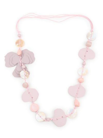 Odette Pink Floral Long Everyday Neck Piece for Women