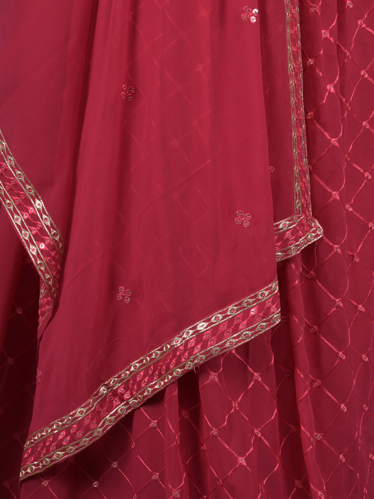 Odette Maroon Georgette Embroidered Stitched Lehenga Set For Women