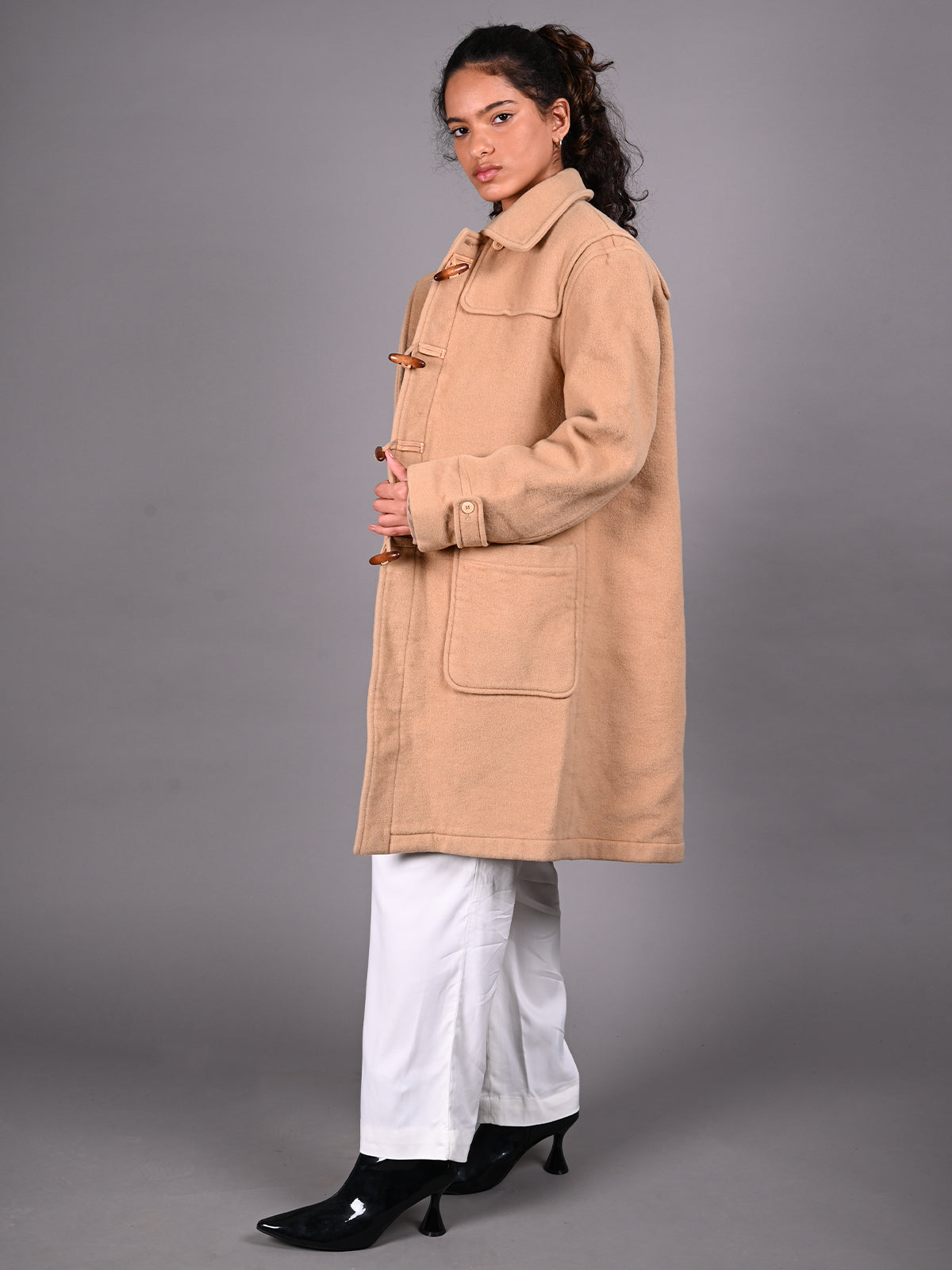 Odette Caramel Brown Woollen Overcoat for Women