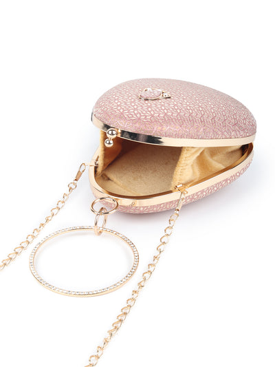 Odette Pink Structured Clutch Bag For Women