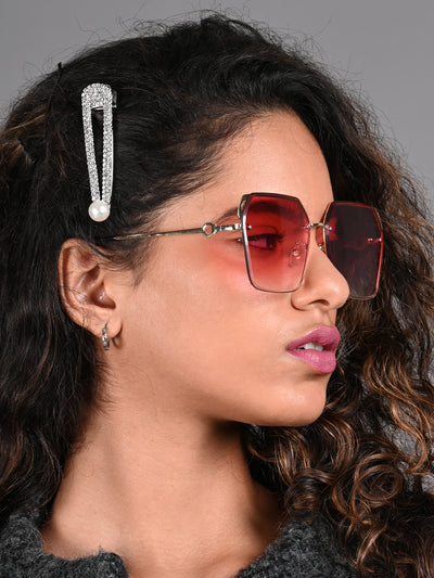 Odette Red Acrylic Square Sunglasses for Women