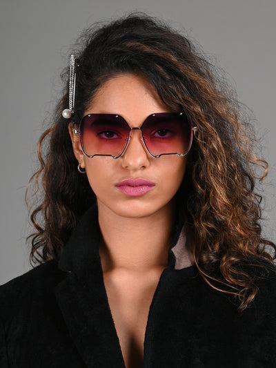 Odette Purple Acrylic Square Sunglasses for Women