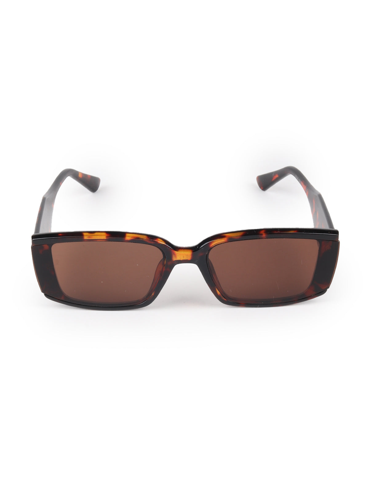 Odette Brown Acrylic Printed Rectangular Sunglasses for Women