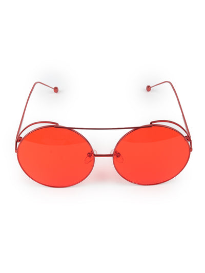 Odette Deep Orange Acrylic Round Sunglasses for Women