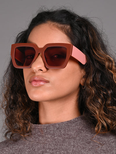 Odette Brown Acrylic Broad Frame Oversized Sunglasses for Women