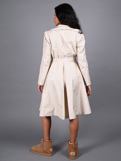 Odette Off White Polyester Trench Coat for Women