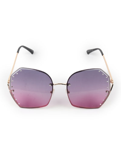 Odette Purple Acrylic and Faux Stone Embellished Sunglasses for Women