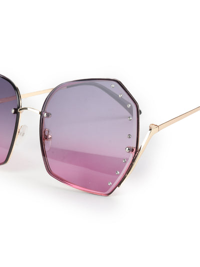 Odette Purple Acrylic and Faux Stone Embellished Sunglasses for Women