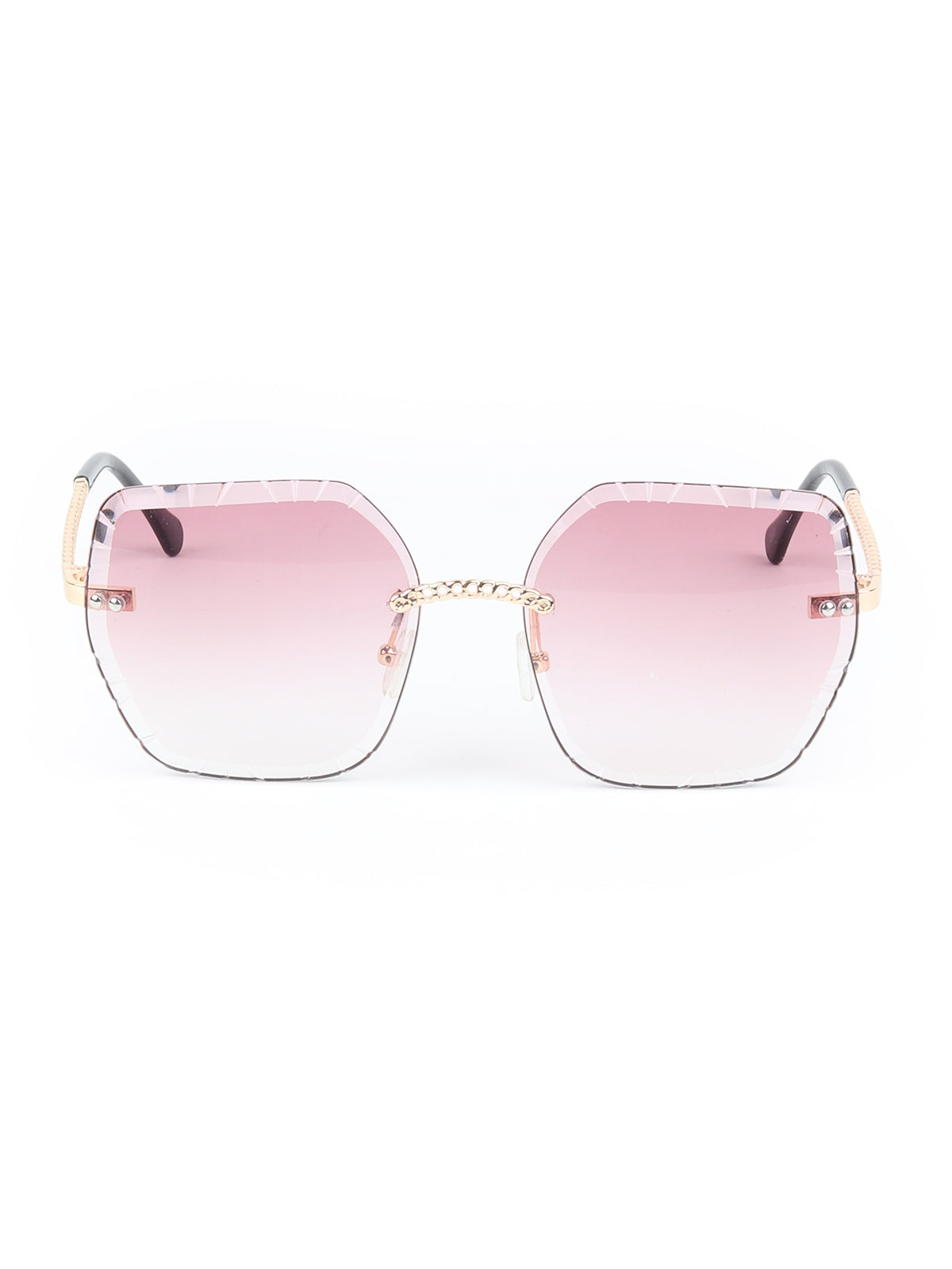 Odette Brown Acrylic Cut Work Square Sunglasses for Women