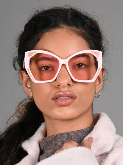 Odette Pink Acrylic Oversized Sunglasses for Women