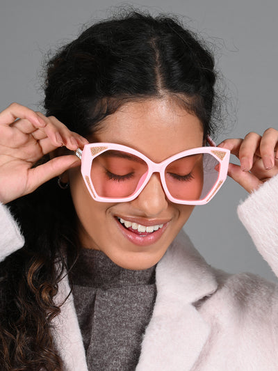 Odette Pink Acrylic Oversized Sunglasses for Women