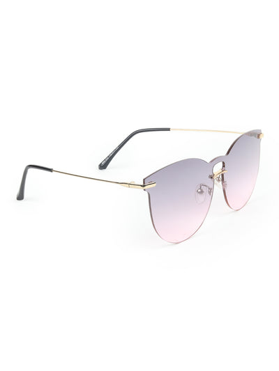 Odette Grey and Pink Acrylic Round Sunglasses for Women