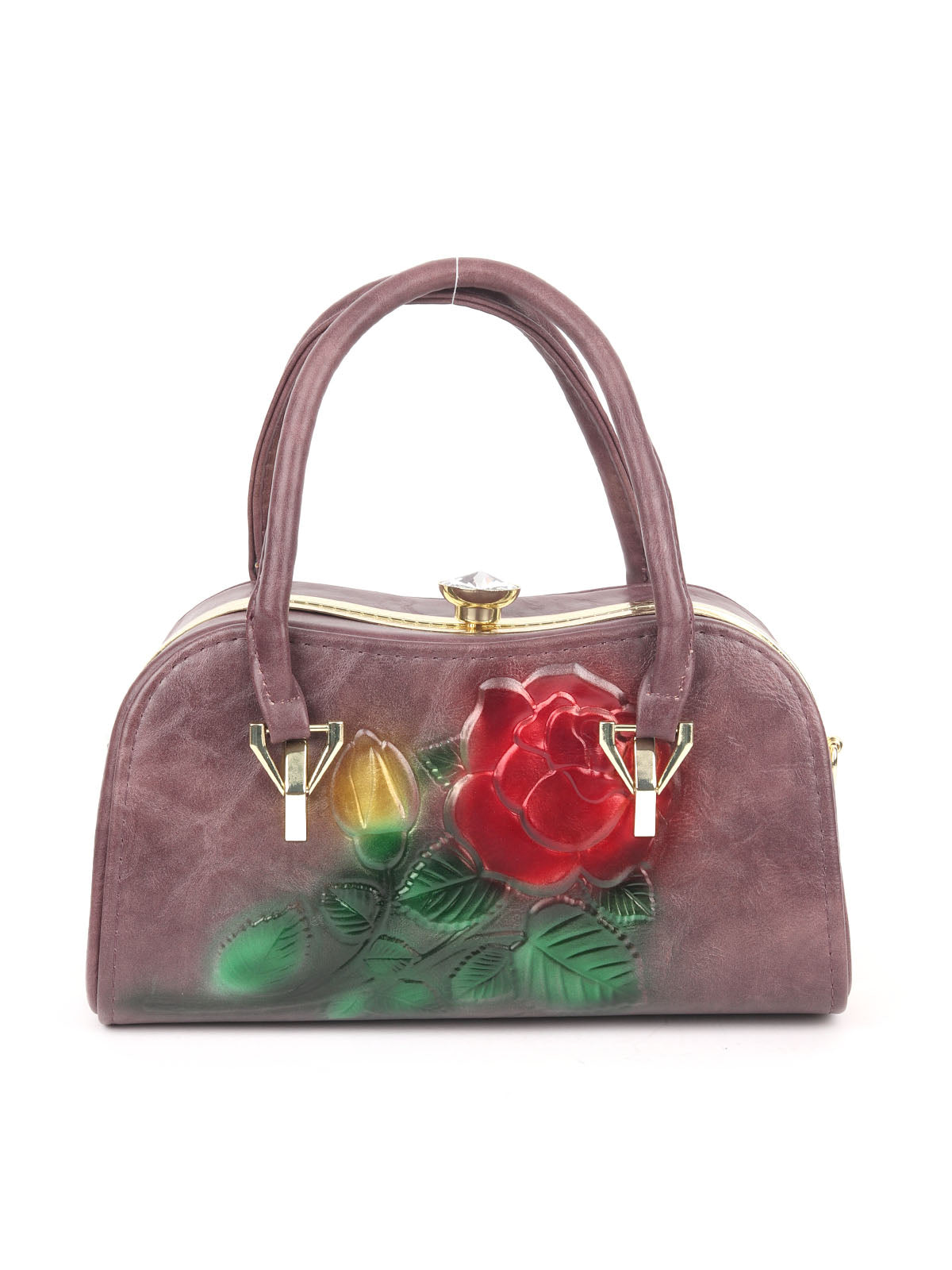 Odette Mauve PU Textured Hand Bag For Women