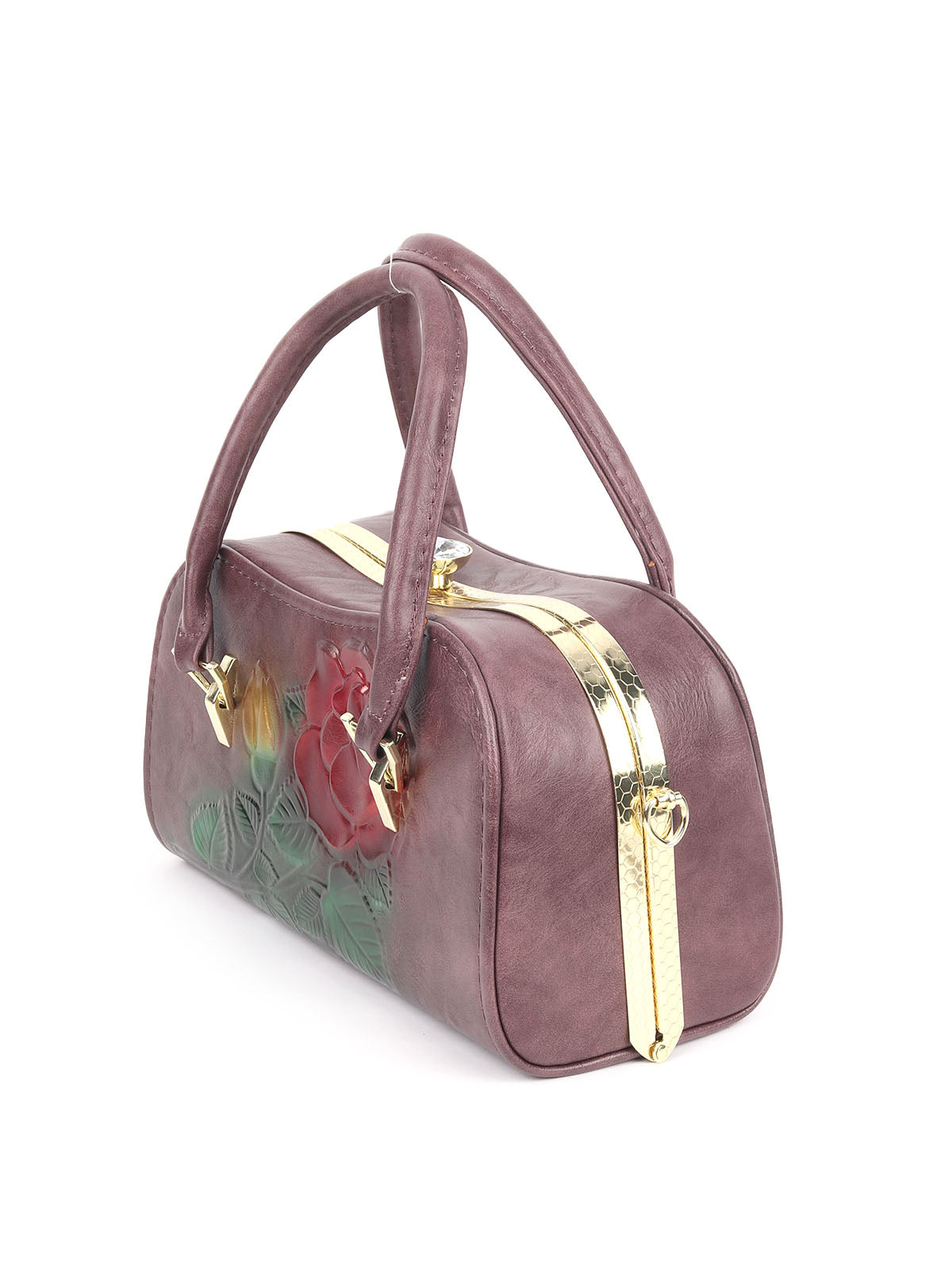 Odette Mauve PU Textured Hand Bag For Women