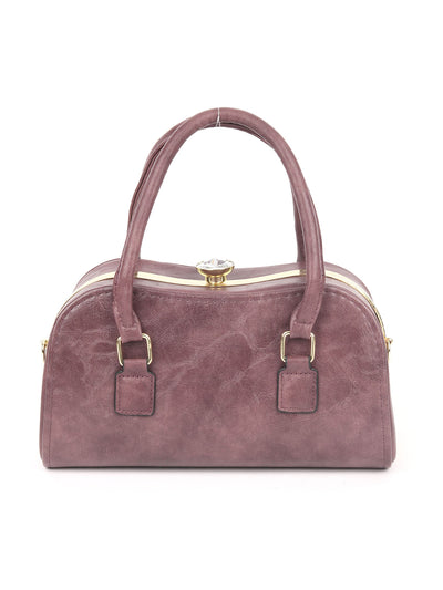 Odette Mauve PU Textured Hand Bag For Women