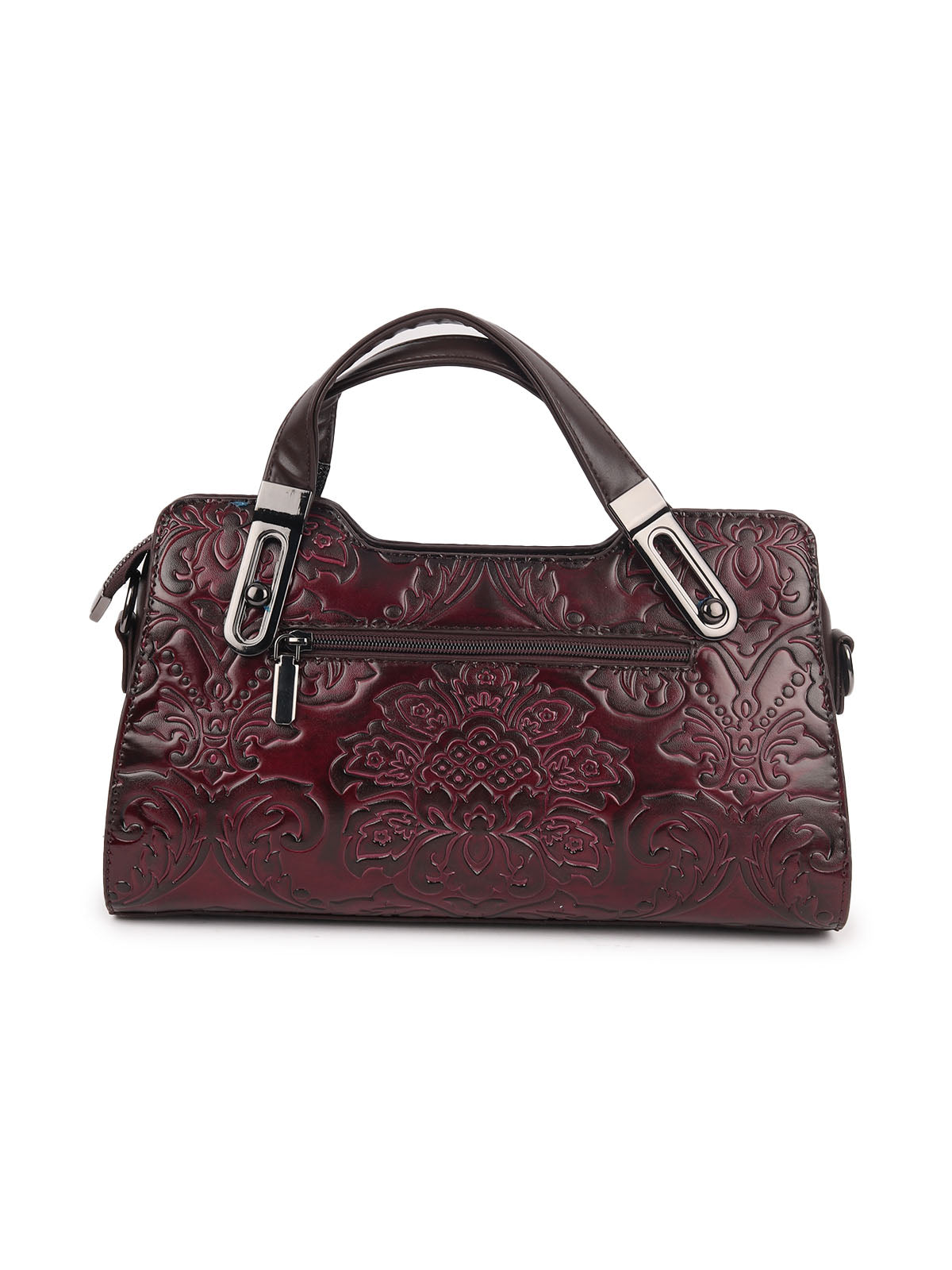 Odette Wine PU Textured Hand Bag For Women