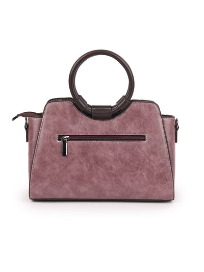 Odette Mauve PU Embroidered Hand Bag For Women