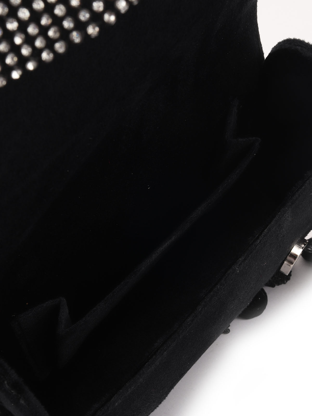 Odette Black Suede Metal Hand Bag For Women