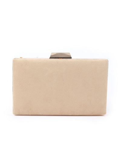 Odette Beige Beads Embellished Clutch Bag For Women