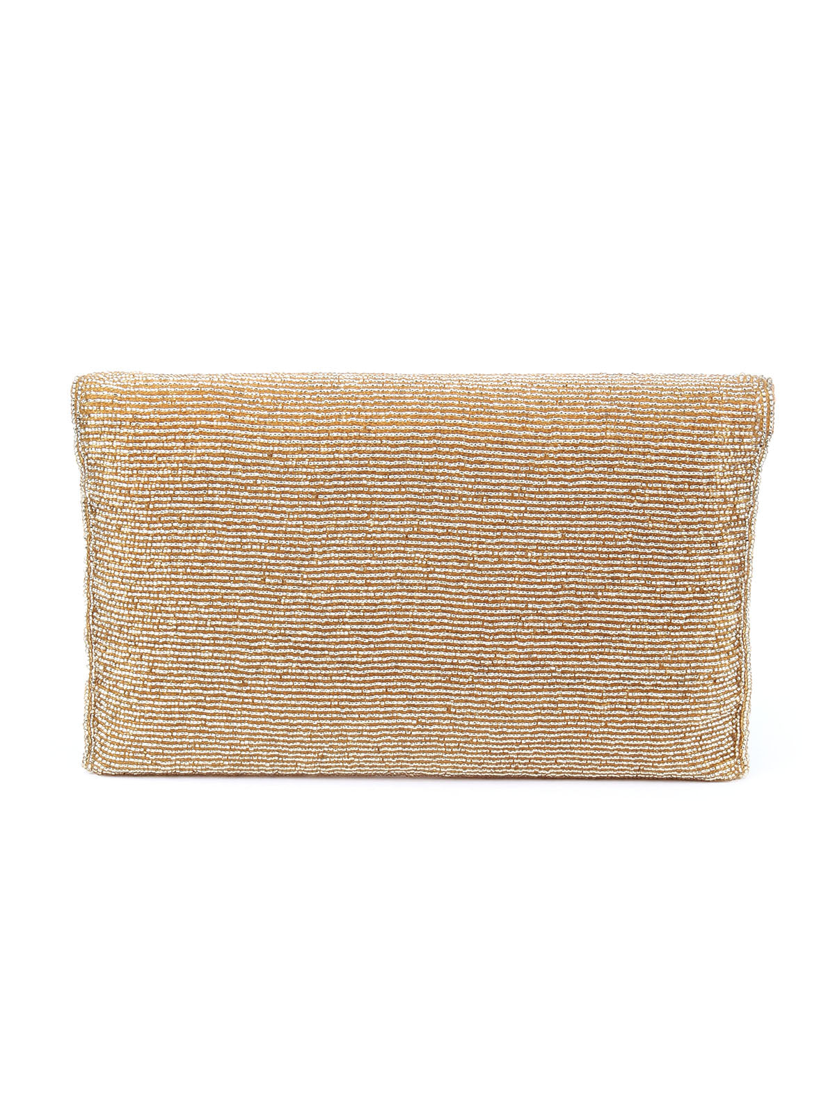 Odette Gold Beads Embellished Clutch Bag For Women