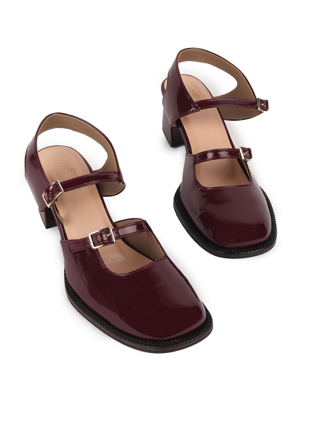 Odette Maroon PU Solid Shoes For Women