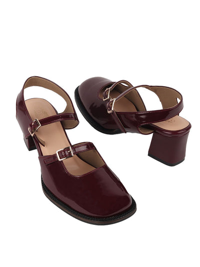 Odette Maroon PU Solid Shoes For Women