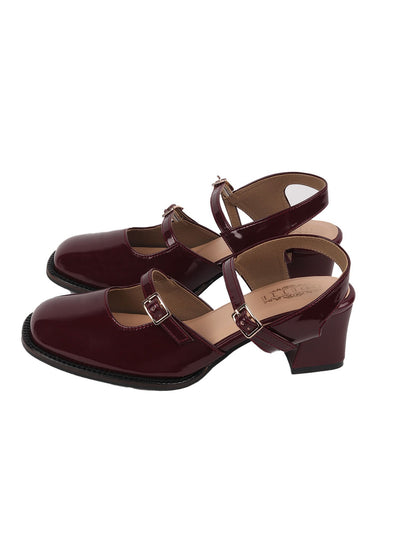 Odette Maroon PU Solid Shoes For Women