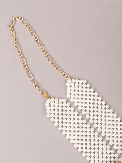 Odette White Beads Embellished Long Chain For Women