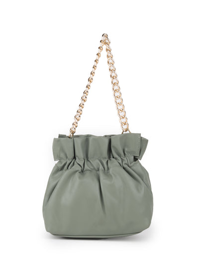 Odette Green PU Solid Hand Bag For Women