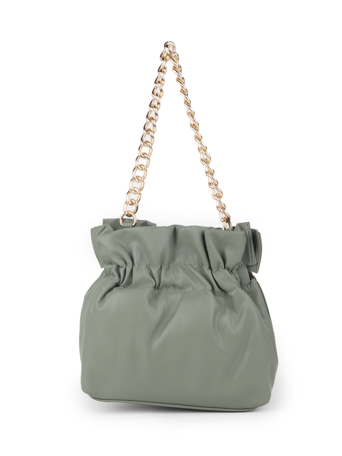 Odette Green PU Solid Hand Bag For Women