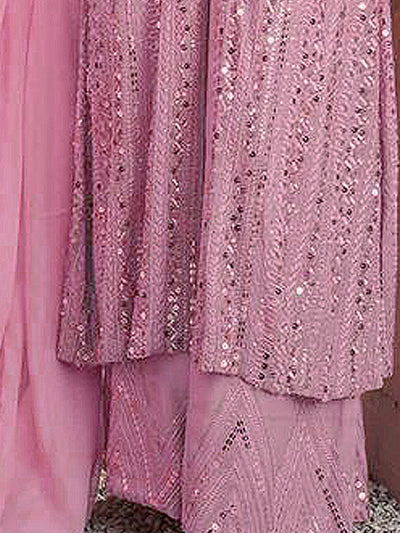 Odette Women Pink Color Party Wear Georgette Semi Stitched Suit
